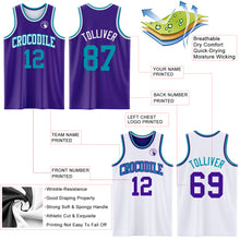 Load image into Gallery viewer, Custom Purple Teal-White Reversible Double Side Sublimation Basketball Suit Jersey
