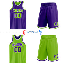 Load image into Gallery viewer, Custom Purple Neon Green-White Reversible Double Side Sublimation Basketball Suit Jersey
