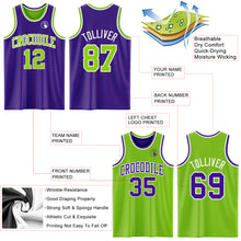 Load image into Gallery viewer, Custom Purple Neon Green-White Reversible Double Side Sublimation Basketball Suit Jersey
