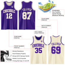 Load image into Gallery viewer, Custom Reversible Purple Cream Double Side Sublimation Basketball Suit Jersey
