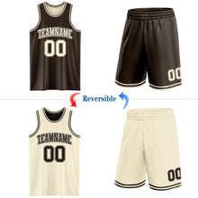 Load image into Gallery viewer, Custom Reversible Brown Cream Double Side Sublimation Basketball Suit Jersey
