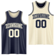 Load image into Gallery viewer, Custom Reversible Navy Cream Double Side Sublimation Basketball Suit Jersey
