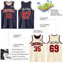 Load image into Gallery viewer, Custom Reversible Navy Red-Cream Double Side Sublimation Basketball Suit Jersey
