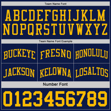 Load image into Gallery viewer, Custom Reversible Navy Gold Double Side Sublimation Basketball Suit Jersey

