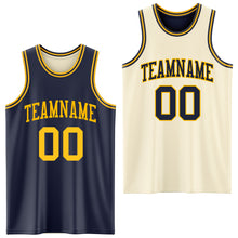 Load image into Gallery viewer, Custom Reversible Navy Gold Double Side Sublimation Basketball Suit Jersey

