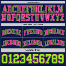 Load image into Gallery viewer, Custom Reversible Navy Neon Green-Pink Double Side Sublimation Basketball Suit Jersey
