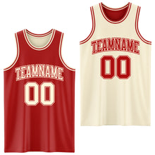 Load image into Gallery viewer, Custom Reversible Red Cream Double Side Sublimation Basketball Suit Jersey
