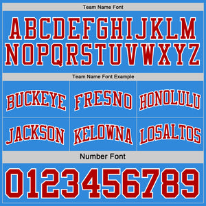 Custom Reversible Red White-Powder Blue Double Side Sublimation Basketball Suit Jersey