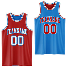 Load image into Gallery viewer, Custom Reversible Red White-Powder Blue Double Side Sublimation Basketball Suit Jersey
