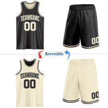Load image into Gallery viewer, Custom Reversible Black Cream Double Side Sublimation Basketball Suit Jersey
