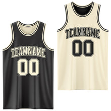 Load image into Gallery viewer, Custom Reversible Black Cream Double Side Sublimation Basketball Suit Jersey

