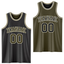 Load image into Gallery viewer, Custom Reversible Black Olive-Cream Double Side Sublimation Basketball Suit Jersey
