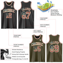 Load image into Gallery viewer, Custom Reversible Black Vintage USA Flag Cream-Maroon Double Side Sublimation Basketball Suit Jersey
