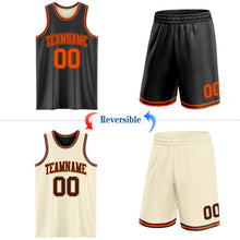 Load image into Gallery viewer, Custom Reversible Black Orange Double Side Sublimation Basketball Suit Jersey
