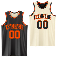Load image into Gallery viewer, Custom Reversible Black Orange Double Side Sublimation Basketball Suit Jersey
