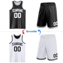 Load image into Gallery viewer, Custom Reversible Black White-Gray Double Side Sublimation Basketball Suit Jersey
