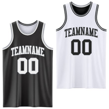 Load image into Gallery viewer, Custom Reversible Black White-Gray Double Side Sublimation Basketball Suit Jersey

