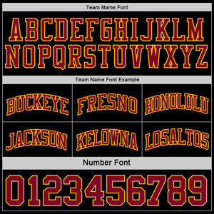 Custom Reversible Black Maroon-Gold Double Side Sublimation Basketball Suit Jersey