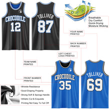 Load image into Gallery viewer, Custom Reversible Black Gray-Blue Double Side Sublimation Basketball Suit Jersey

