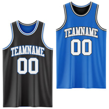 Load image into Gallery viewer, Custom Reversible Black Gray-Blue Double Side Sublimation Basketball Suit Jersey
