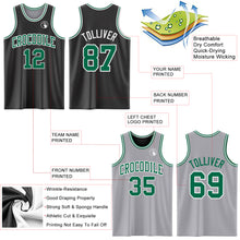 Load image into Gallery viewer, Custom Reversible Black Kelly Green-White Double Side Sublimation Basketball Suit Jersey
