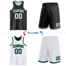 Load image into Gallery viewer, Custom Reversible Black White-Kelly Green Double Side Sublimation Basketball Suit Jersey
