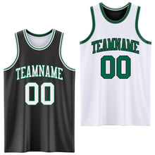 Load image into Gallery viewer, Custom Reversible Black White-Kelly Green Double Side Sublimation Basketball Suit Jersey
