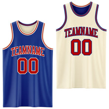 Load image into Gallery viewer, Custom Reversible Royal Red-Cream Double Side Sublimation Basketball Suit Jersey
