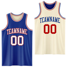 Load image into Gallery viewer, Custom Reversible Royal White-Red Double Side Sublimation Basketball Suit Jersey
