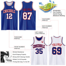 Load image into Gallery viewer, Custom Reversible Royal White-Red Double Side Sublimation Basketball Suit Jersey
