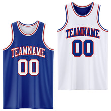 Load image into Gallery viewer, Custom Reversible Royal White-Red Double Side Sublimation Basketball Suit Jersey
