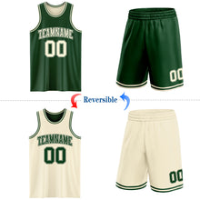 Load image into Gallery viewer, Custom Reversible Green Cream Double Side Sublimation Basketball Suit Jersey
