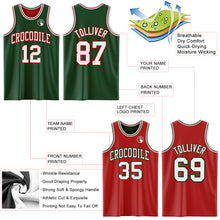 Load image into Gallery viewer, Custom Reversible Green White-Red Double Side Sublimation Basketball Suit Jersey
