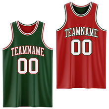 Load image into Gallery viewer, Custom Reversible Green White-Red Double Side Sublimation Basketball Suit Jersey
