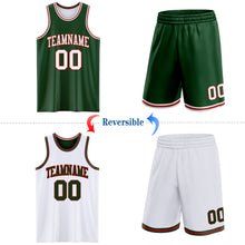 Load image into Gallery viewer, Custom Reversible Green White-Red Double Side Sublimation Basketball Suit Jersey
