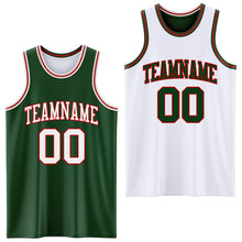 Load image into Gallery viewer, Custom Reversible Green White-Red Double Side Sublimation Basketball Suit Jersey
