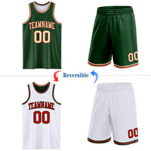 Load image into Gallery viewer, Custom Reversible Green Cream-Red Double Side Sublimation Basketball Suit Jersey
