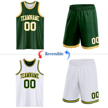 Load image into Gallery viewer, Custom Reversible Green White-Gold Double Side Sublimation Basketball Suit Jersey
