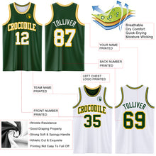 Load image into Gallery viewer, Custom Reversible Green White-Gold Double Side Sublimation Basketball Suit Jersey
