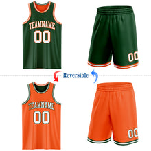 Load image into Gallery viewer, Custom Reversible Green White-Orange Double Side Sublimation Basketball Suit Jersey
