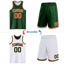 Load image into Gallery viewer, Custom Reversible Green Orange-White Double Side Sublimation Basketball Suit Jersey
