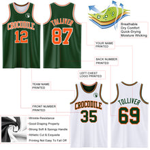 Load image into Gallery viewer, Custom Reversible Green Orange-White Double Side Sublimation Basketball Suit Jersey
