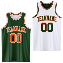 Load image into Gallery viewer, Custom Reversible Green Orange-White Double Side Sublimation Basketball Suit Jersey
