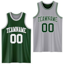 Load image into Gallery viewer, Custom Reversible Green White-Gray Double Side Sublimation Basketball Suit Jersey
