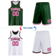 Load image into Gallery viewer, Custom Reversible Green Pink-White Double Side Sublimation Basketball Suit Jersey
