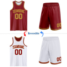 Load image into Gallery viewer, Custom Reversible Maroon Old Gold Double Side Sublimation Basketball Suit Jersey
