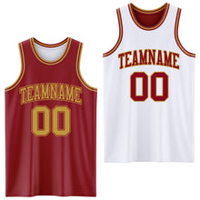 Load image into Gallery viewer, Custom Reversible Maroon Old Gold Double Side Sublimation Basketball Suit Jersey
