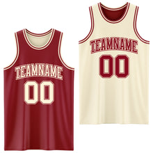 Load image into Gallery viewer, Custom Reversible Maroon Cream Double Side Sublimation Basketball Suit Jersey
