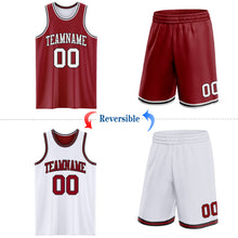 Load image into Gallery viewer, Custom Reversible Maroon White-Black Double Side Sublimation Basketball Suit Jersey
