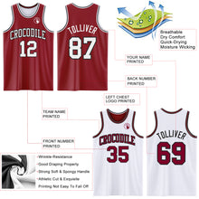 Load image into Gallery viewer, Custom Reversible Maroon White-Black Double Side Sublimation Basketball Suit Jersey
